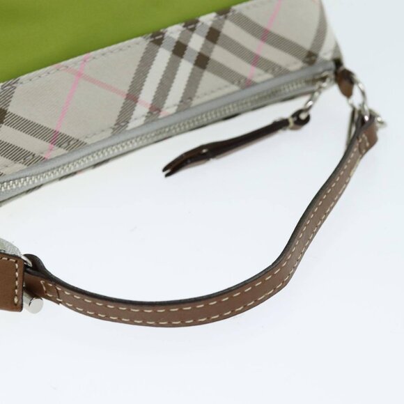BURBERRY Nova Check Accessory Pouch Nylon Beige Green Auth hk1323 - Picture 7 of 15